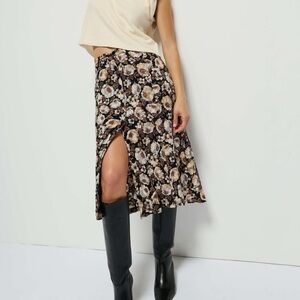 nwt nation ltd belinda skirt cream brown black floral
